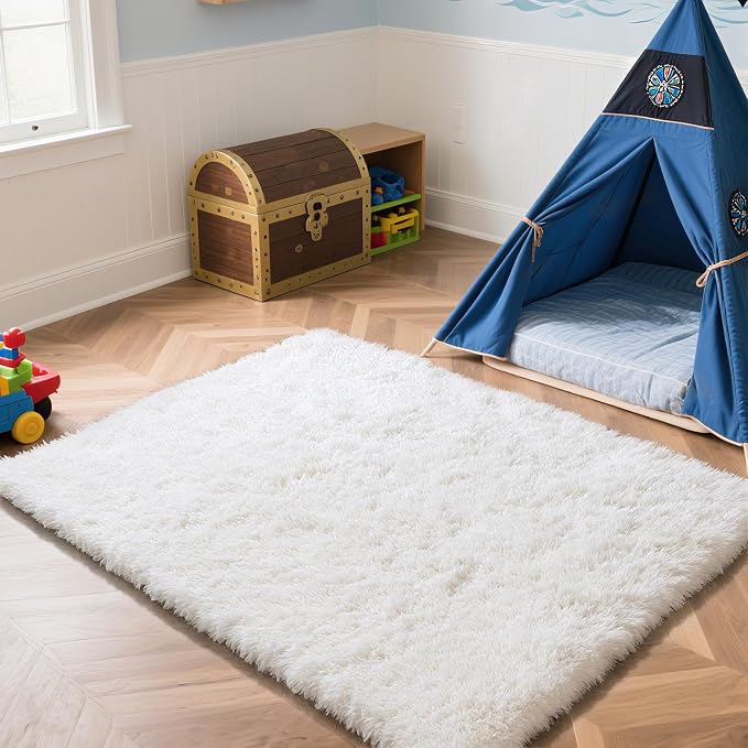Fluffy Rug Shag Area Rug, Small Bedside Rug, Soft Fluffy Shag Entryway Throw by Yongyangjuxi