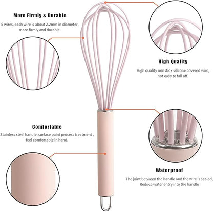 GorGin high temperature and easy to clean silicone whisk, 10 inch, grip good - Image 2