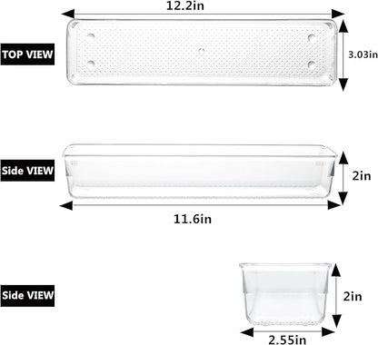 6 Set Clear Plastic Junk Drawer Organizer Vanity Curlery Utensil Makeups - Image 4