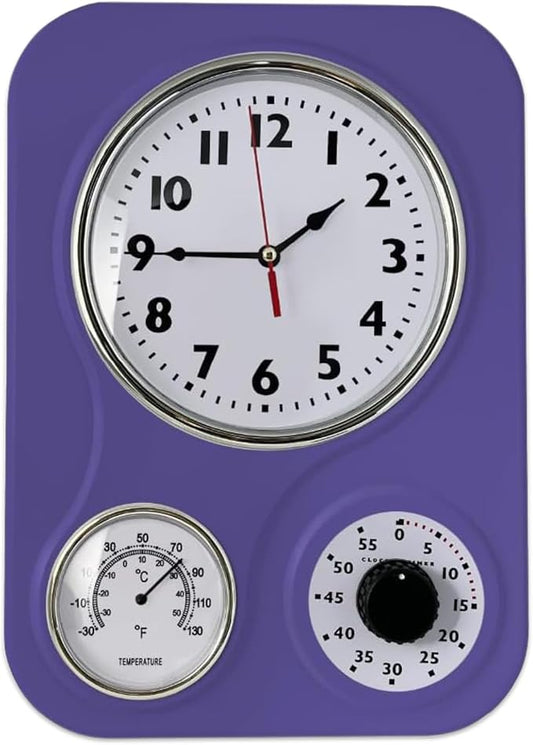 Lily's Home - 9.5 Inch x 12.5 Inch - Retro Kitchen Wall Clock, Vintage Wall by LilysHome