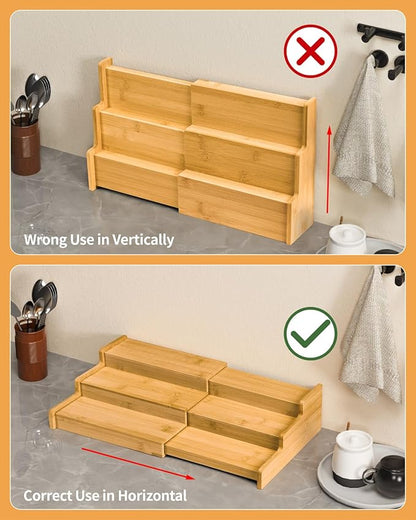 VenDotbi Spice Rack, 3-Tier Expandable Bamboo Spice Rack Organizer - Image 5