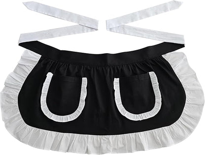 Women’s Waist Aprons with White Pockets Half Server Home Waitress Vintage by CBTRFashion