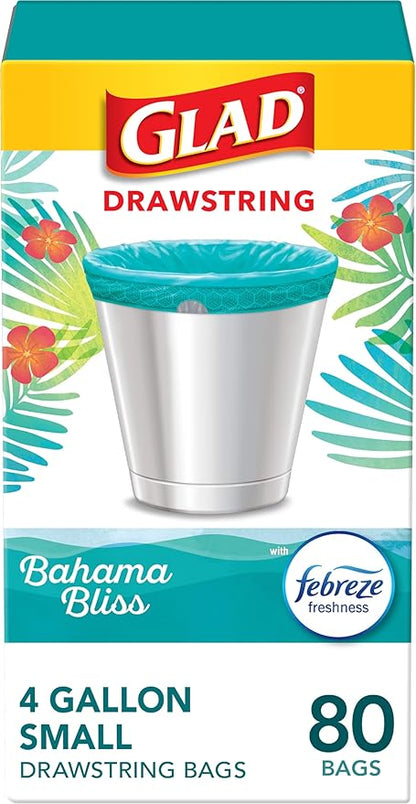 Glad Small Trash Bags 4 Gallon, Febreze Bahama Bliss Garbage Bags, Odor by GladTrashFoodStorage