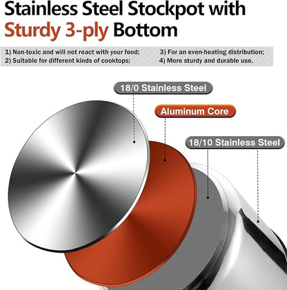 P&P CHEF 12 Quart Stainless Steel Stock Pot - Image 4
