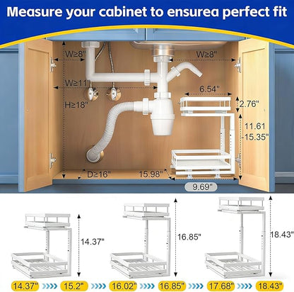 Under Sink Organizer, Dual-Rail Ball-Bearing, Under Kitchen Sink Organizer - Image 3