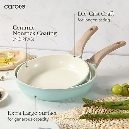 CAROTE 21-Piece Ceramic Pots and Pans Cookware Set, Non Stick Induction Cook - Image 3