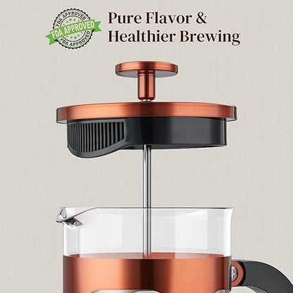 Veken French Press Coffee Maker 21oz 0.6 L, Single Serve Small Pot, Heat - Image 2