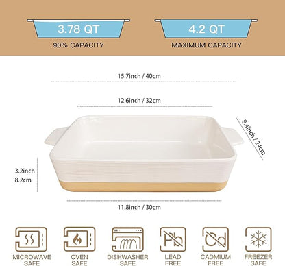 Dafuceramic Casserole Dish for Oven, 4.2 QT Baking Dish, 9x13 Large Porcelain - Image 2