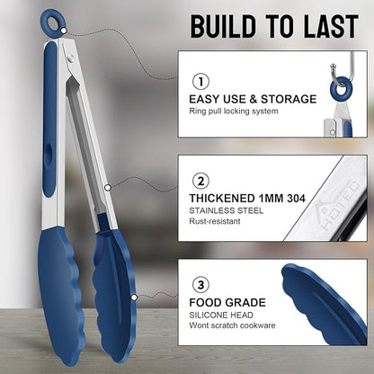 HOTEC Premium Stainless Steel Locking Kitchen Tongs - Image 4