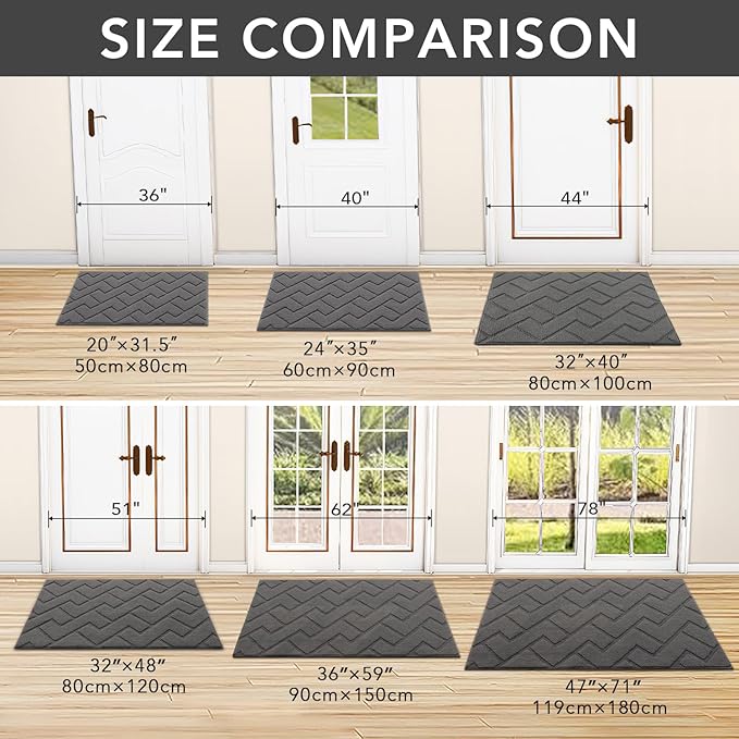 hicorfe Dirt Trapper Indoor Doormat, Non Slip Backing Washable Door Mats - Image 5