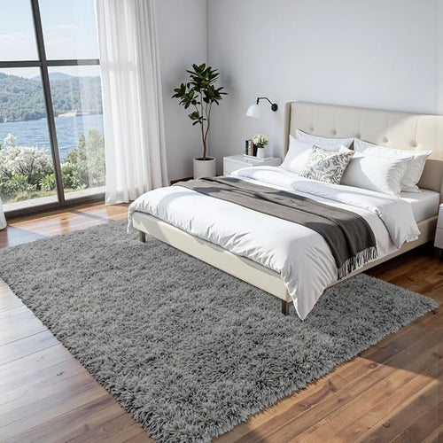8x10 Area Rugs for Living Room Rug: Soft Fluffy Shag Light Gray Rugs for Bedroom - Image 2