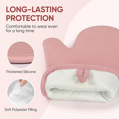 YUTAT Silicone Oven Mitts, High Heat Resistant Up to 500 Degrees, Waterproof - Image 2