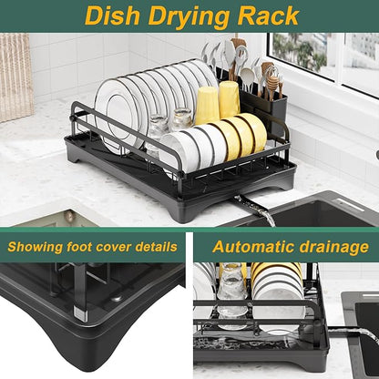 LIYI Dish Drying Rack and Sink Organiser, Removable Drainer Tray, Adjustable - Image 2
