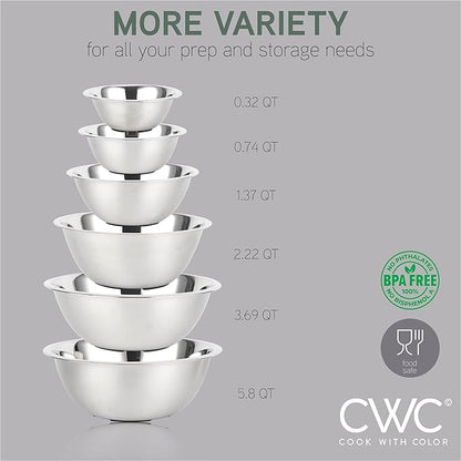 COOK WITH COLOR Stainless Steel Mixing Bowls Set - Image 3