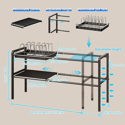Mustorn Pots and Pans Organizer Under Cabinet, Expandable 2 Tier Under Sink - Image 2