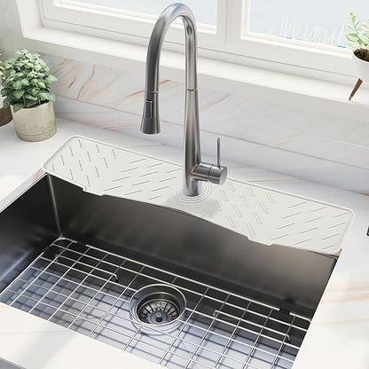 Faucet Mat for Kitchen Sink – 24” x 5.1” Extra-Long Silicone Splash Guard by Meiliweser