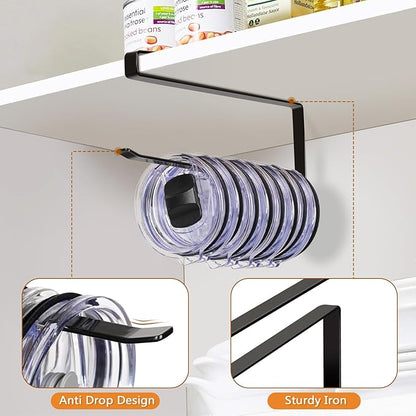 Tumbler Lid Organizer Under Cabinet, Tumbler Lid Storage Hook Up to 10 Lids - Image 5