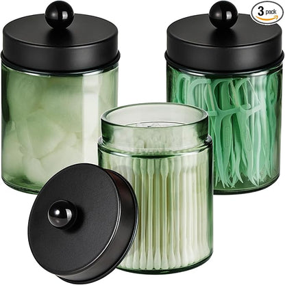 3 Pack Apothecary Jar Canisters Bathroom Vanity Organizer by Komashr