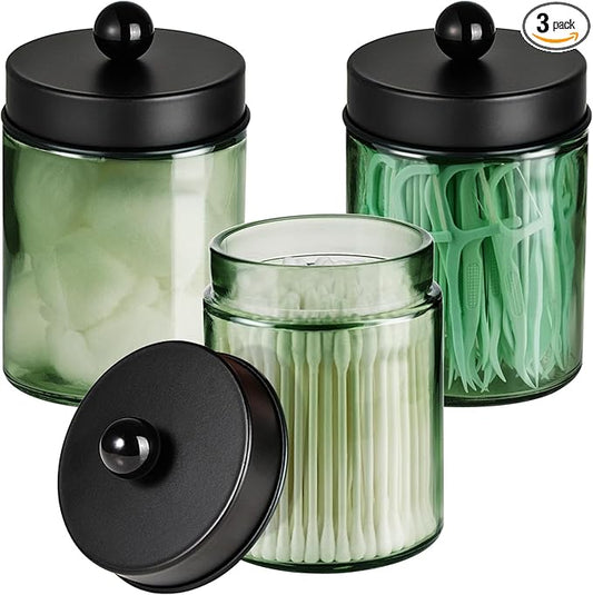 3 Pack Apothecary Jar Canisters Bathroom Vanity Organizer by Komashr