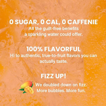 CHI FOREST Mango Sparkling Water Beverage, Zero Sugar Drinks, Zero Artificial Flavor, 11.16 fl oz Cans (Pack of 24)