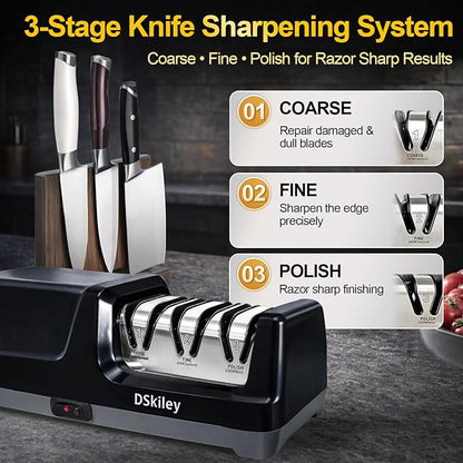 Electric Knife Sharpener for Kitchen – Professional 3-Stage 100% Diamond System - Image 3