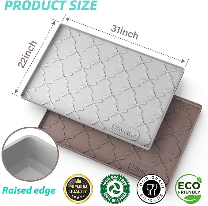 SIKADEER 31" x 22" Under Sink Mat Waterproof, Silicone Mat Kitchen Drawer Shelf - Image 3