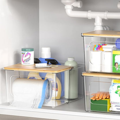 iCASA Trash Bag Dispenser Under Sink Organizer, 2-in-1 Acrylic Trash Bags Holder - Image 5