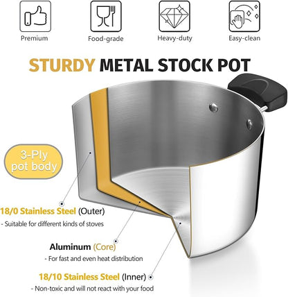 4 Quart 3-Ply Cooking Stock Pot - Image 4