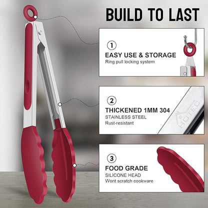 HOTEC Premium Stainless Steel Locking Kitchen Tongs - Image 4