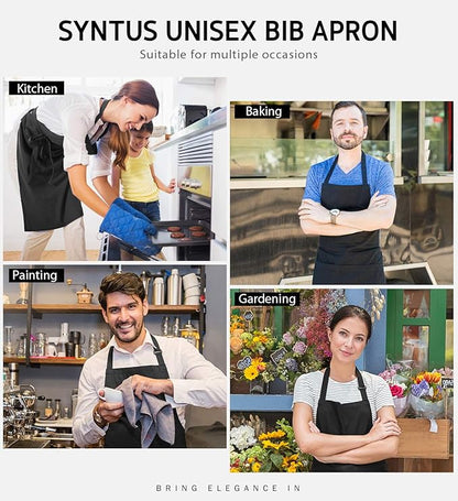 Syntus 12 Pack Bib Apron, Unisex Aprons Adjustable Thicker Version Waterdrop - Image 7