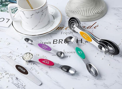 Magnetic Measuring Spoons Set of 8 Stainless Steel Dual Sided Stackable - Image 9