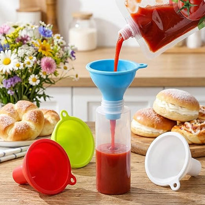 4 Pcs Wide Mouth Funnels for Filling Small Bottles, Kitchen Silicone Funnels - Image 7