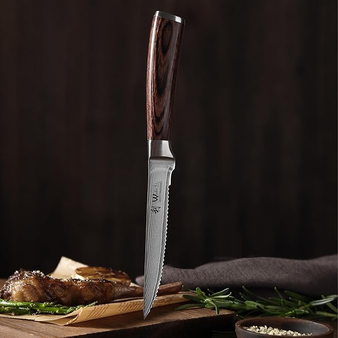 Wakoli EDIB 4-Piece Damascus Steak Knife Set – Professional Dining Kitchen - Image 12