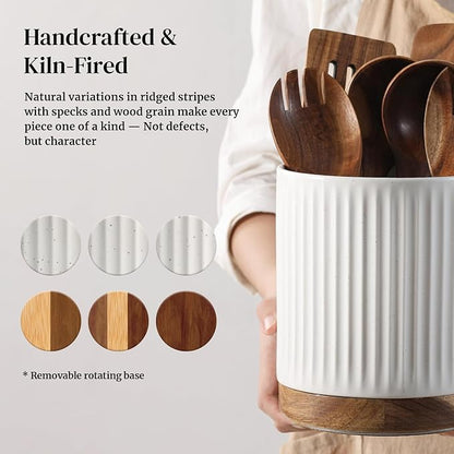 DOWAN 360° Rotating Extra Large Cooking Utensil Holder, 7.6" Kitchen Utensil - Image 3