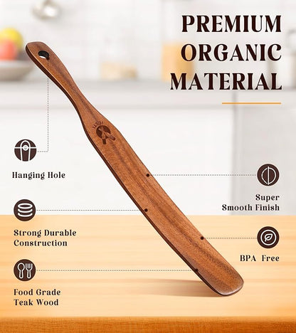 2 Pack Wooden Spurtle for Sourdough Starter, Reaching Bottom of Jar, Dough Whisk - Image 3