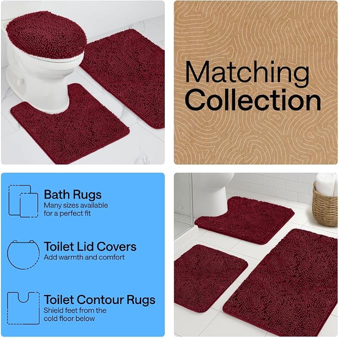 GORILLA GRIP Plush Absorbent Shaggy Chenille Bath Rug Mat - Image 8