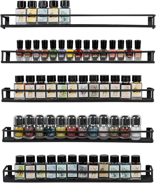 MyGift 16 Inch Wall Mounted Black Metal Nail Polish and Essential Oil Display by MyGiftHome