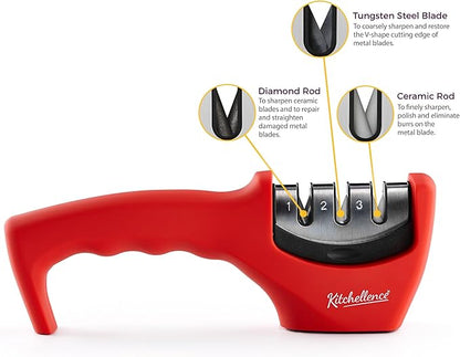 4-in-1 Kitchen Knife Accessories: 3-Stage Knife Sharpener Helps Repair - Image 2