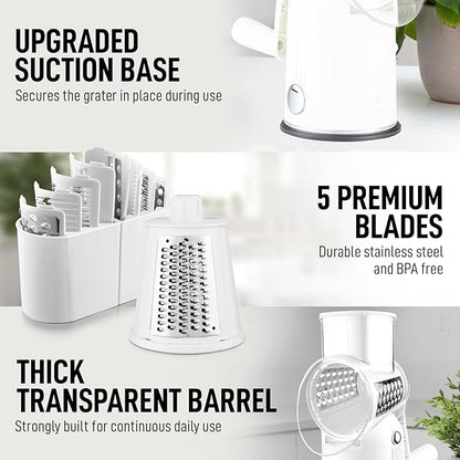 Zulay Kitchen Rotary Cheese Grater 5 Blade Cheese Shredder - Image 8