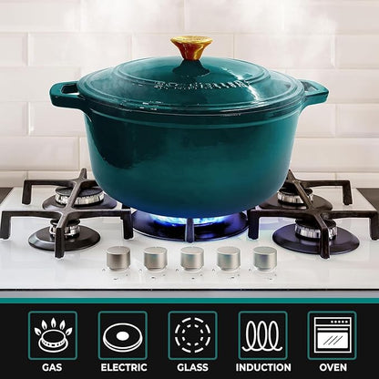 MUELLER HOME 7.5 QT Enameled Cast Iron Dutch Oven, Heavy-Duty Casserole Dish - Image 5