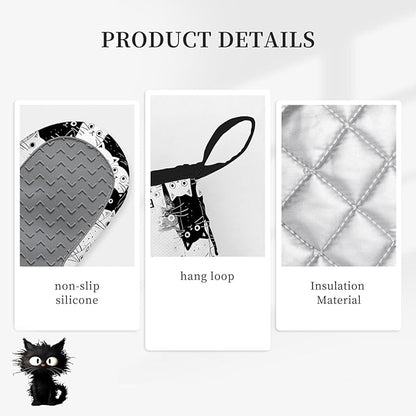 Black Cat Oven Mitts and Pot Holders Sets 3PCS, Cat Silicone Heat Resistant - Image 3