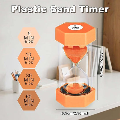 5 Minute Hourglass Sand Timer, Plastic Hexagon Hourglass Sand Clock 5 Min - Image 6