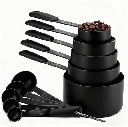 Bopei Measuring Cups and Spoons Set, Titanium-Plated Matte Black Stainless by Bopei
