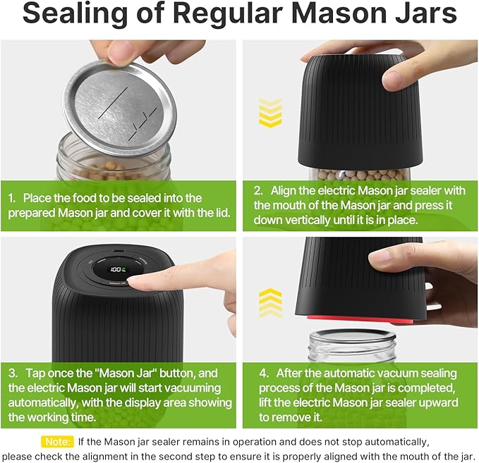 3 IN 1 Electric Mason Jar Vacuum Sealer Kit, Automatic Vacuum Sealer for Jars, Compatible With Food Storage, Vacuum Bags Seal, Wine Bottles, Birthday Gifts for Women, Gifts for Mom, Grandma