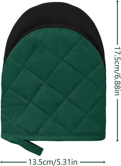 Short Oven Mitts, Heat Resistant 500°F, Silicone Grip Kitchen Gloves, Non-Slip - Image 2