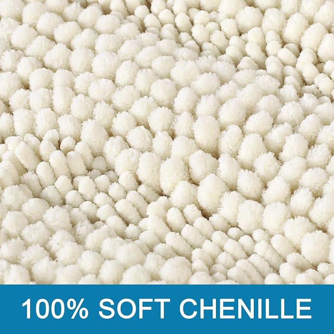 H.VERSAILTEX Bath Mats for Bathroom Non Slip Luxury Chenille Striped Bath Rug - Image 3