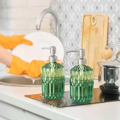 AmazerBath Soap Dispenser, 2 Pack Green Glass Soap Dispenser - Image 9