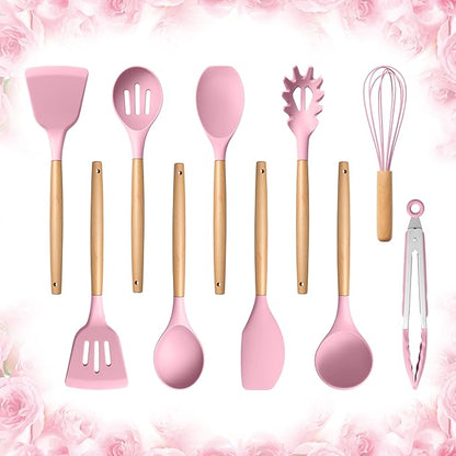 E-far Silicone Cooking Utensils Set, 10-Piece Kitchen Utensils Set by E-far