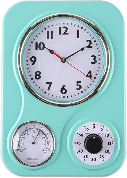 Lily's Home - 9.5 Inch x 12.5 Inch - Retro Kitchen Wall Clock, Vintage Wall by LilysHome