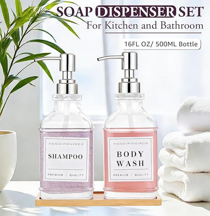 Glass Soap Dispenser with Pump, Countertop Soap and Lotion Dispenser Set of 2 - Image 2